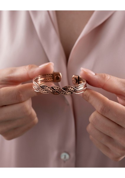 Burgu Yaprak Desenli Manyetik Bakır Bilezik modelleri