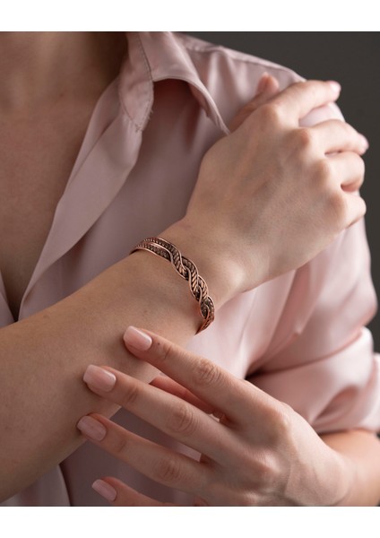 Burgu Yaprak Desenli Manyetik Bakır Bilezik indirimleri