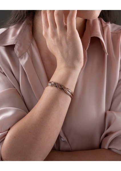 Burgu Yaprak Desenli Manyetik Bakır Bilezik