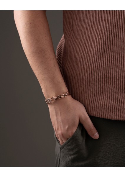 Burgu Yaprak Desenli Manyetik Bakır Bilezik