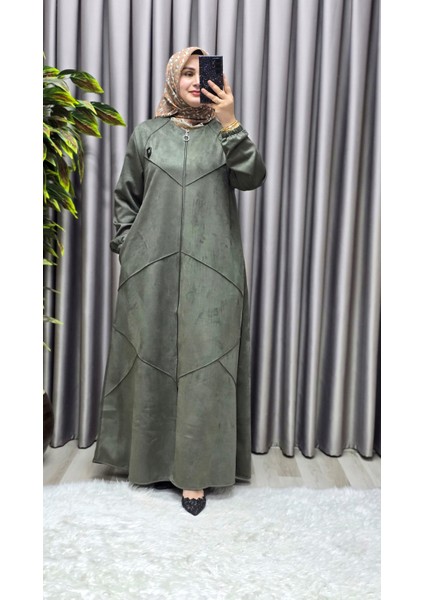 Kadın Giyim Büyük Beden Tam Boy Baklava Desenli Uzun Süet Pardesü fiyatları