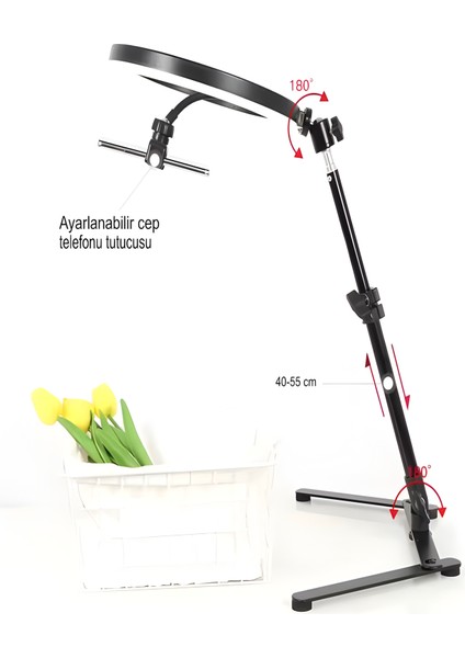 Telefon Tutacaklı Katlanabilir LED Halka Işık | Ürün Çekim Işığı & Masaüstü Standlı Vlog Işığı fiyatları