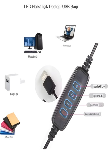 Telefon Tutacaklı Katlanabilir LED Halka Işık | Ürün Çekim Işığı & Masaüstü Standlı Vlog Işığı fırsatları