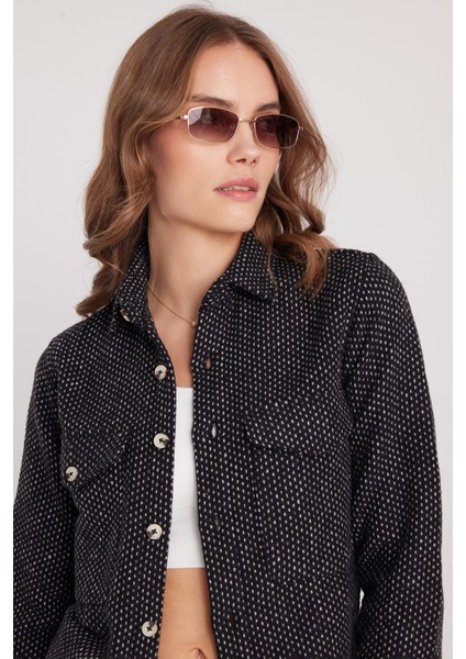 Kadın Slim Fit Dar Kesim Uzun Kollu Çizgili Çift Cepli Kışlık Oduncu Gömlek fiyatları