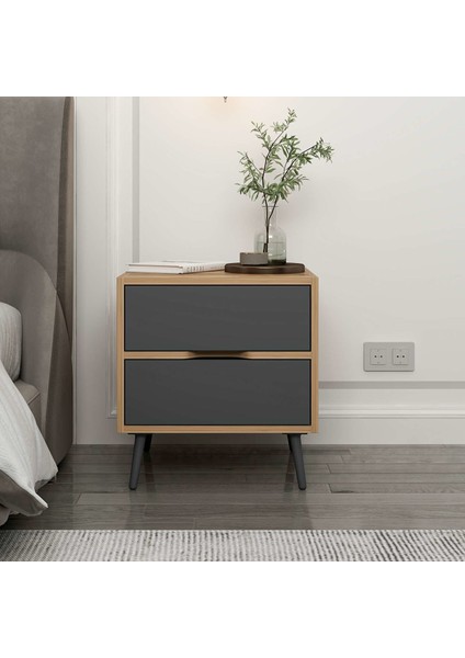 Elina Ayaklı 2 Çekmeceli Komodin - Dore/antrasit fiyatları