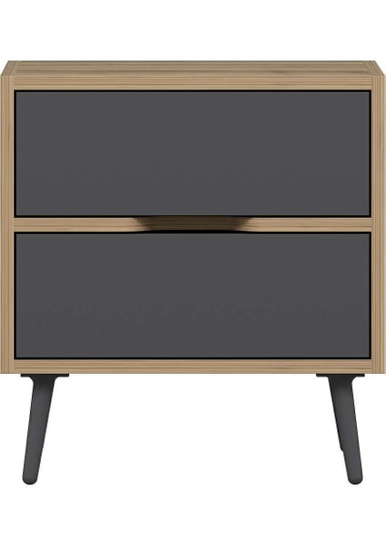 Elina Ayaklı 2 Çekmeceli Komodin - Dore/antrasit