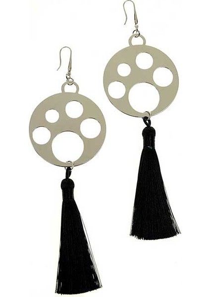 Püskül Detaylı Daire Küpe Standart Renk Y1986446_089