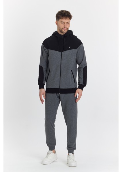 Pamuklu Kapüşonlu Antrasit Erkek Eşofman Takımı 5294-A fiyatları