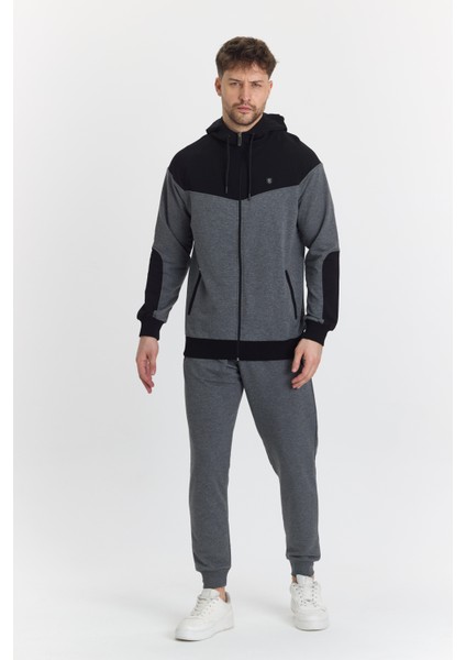 Pamuklu Kapüşonlu Antrasit Erkek Eşofman Takımı 5294-A fırsatları
