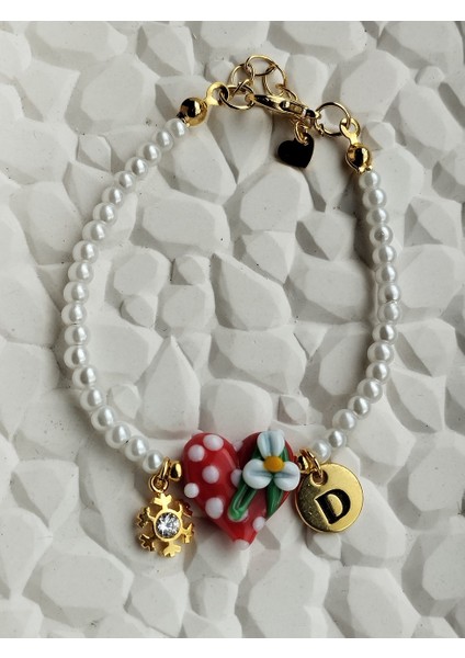 Yılbaşı Kalp Murano, Zirkon Kar Tanesi ve Harf Detaylı Bileklik fiyatları