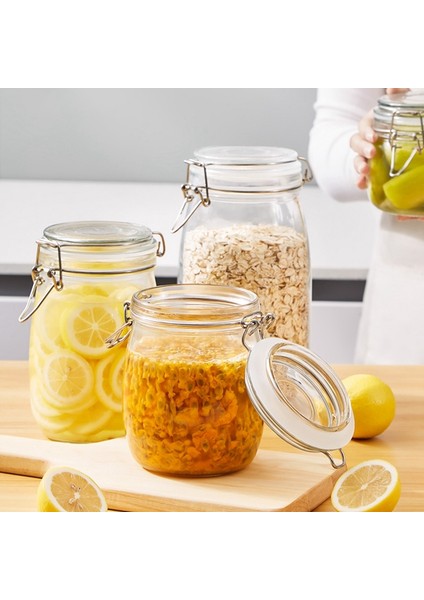 3'lü Korken Kavanoz 750 ml Vakumlu Kilitli Cam Saklama Kavanozu indirimleri