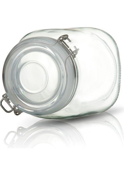 3'lü Korken Kavanoz 750 ml Vakumlu Kilitli Cam Saklama Kavanozu