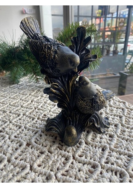 Dal Üstündeki Sevimli Kuşlar Dekoratif Obje, Salon, Oturma Odası Dekorasyon, El Boyaması, Handmade