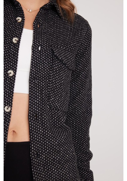 Kadın Slim Fit Dar Kesim Uzun Kollu Çizgili Çift Cepli Kışlık Oduncu Gömlek modelleri