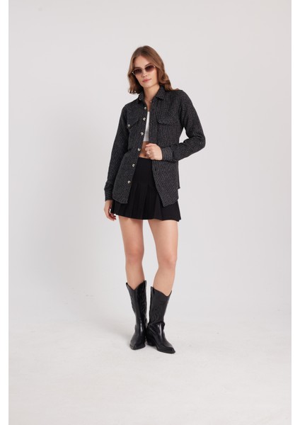 Kadın Slim Fit Dar Kesim Uzun Kollu Çizgili Çift Cepli Kışlık Oduncu Gömlek indirimleri