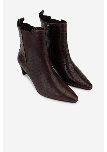 Kadın Hakiki Deri Kahverengi Kroko Klasik Bot 33 4005 Bn Bot SK25-26 Kahve Kroko fiyatları