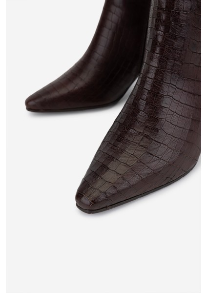 Kadın Hakiki Deri Kahverengi Kroko Klasik Bot 33 4005 Bn Bot SK25-26 Kahve Kroko modelleri