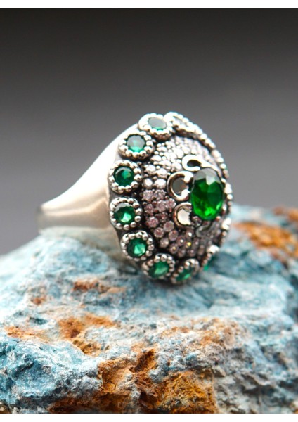 925 Ayar Kadın Gümüş Oltu Taşı Yüzük SY00085 fiyatları