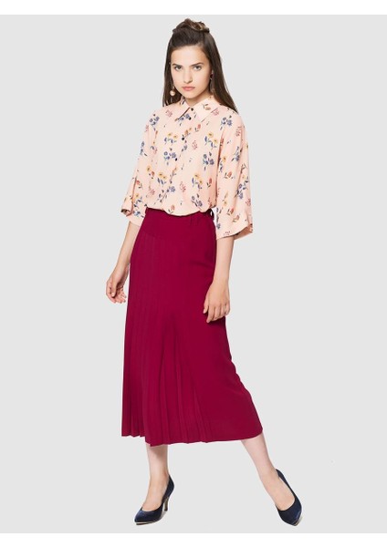 Piliseli Cep Detaylı Etek Vişne K1815014_115