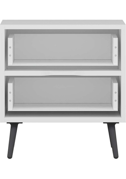 Elina Ayaklı 2 Çekmeceli Komodin - Beyaz/antrasit