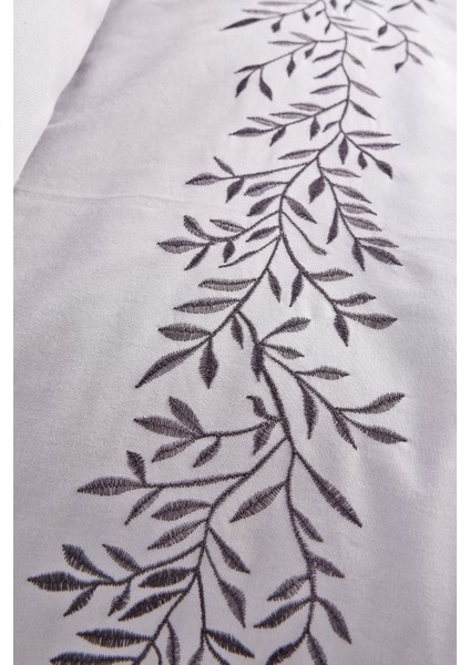 Yaprak Işlemeli Çift Kişilik Nevresim Takımı Gri %100 Pamuk fiyatları