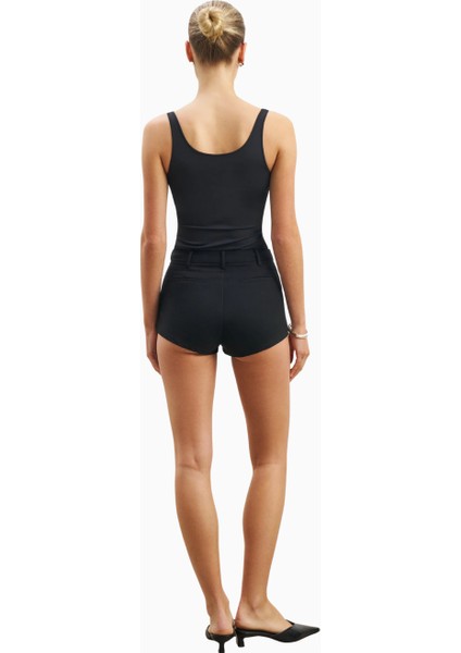 Formal Tailored Micro Yapılandırılmış Lyocell Karışımlı Kadın Şort