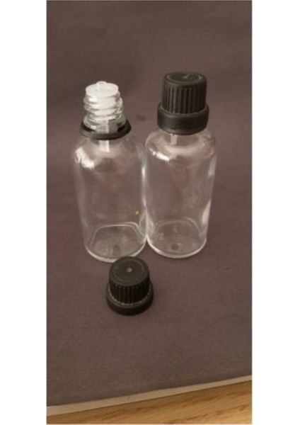 30CC Şeffaf Cam Şişe,tıpalı Kapak,içten Damlalıklı, 50 Adet