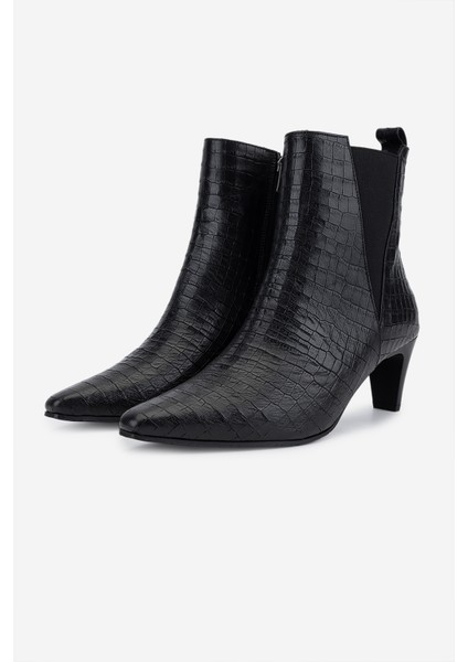 Kadın Hakiki Deri Siyah Kroko Klasik Bot 33 4005 Bn Bot SK25-26 Sıyah Kroko indirimleri