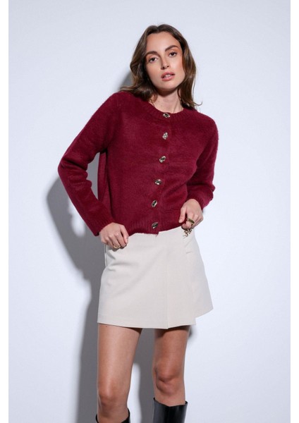 Taş Pileli Zincir Detaylı Şort Etek