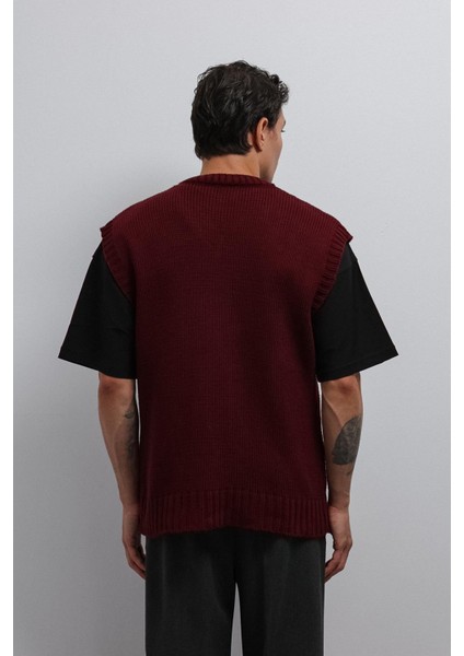 Bordo Örgü Erkek Triko Yelek indirimleri