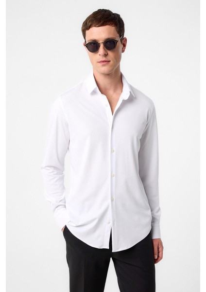 Beyaz Slim Fit Erkek Gömlek