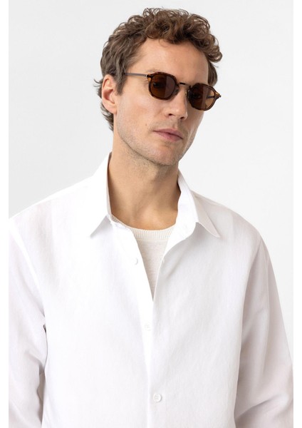 Ekru Relax Fit Modal Kumaş Erkek Gömlek indirimleri