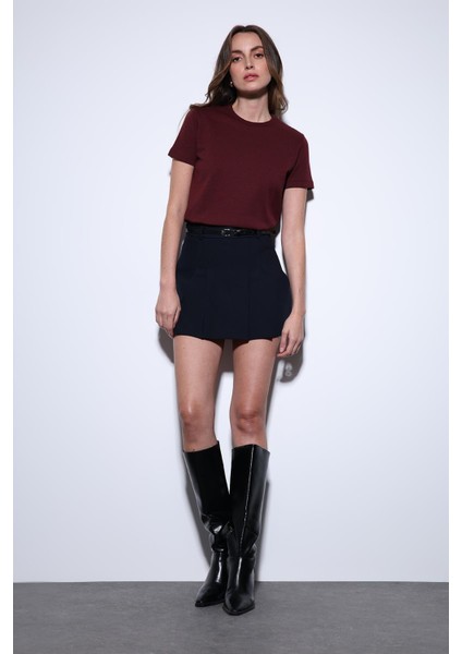 Bordo Basic Kadın T-Shirt