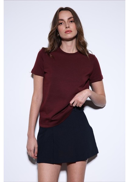 Bordo Basic Kadın T-Shirt fiyatları