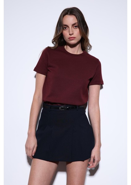 Bordo Basic Kadın T-Shirt modelleri