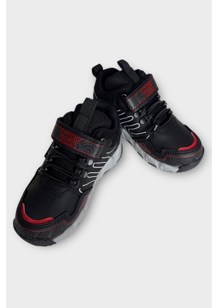 Kaydırmaz Taban Cırtlı Spor Çocuk Bot Siyah - Kırmızı fırsatları