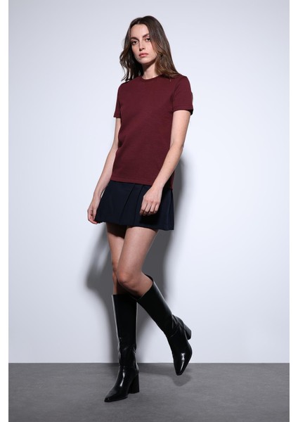 Bordo Basic Kadın T-Shirt fırsatları