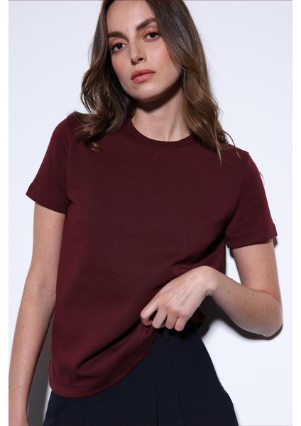 Bordo Basic Kadın T-Shirt indirimleri
