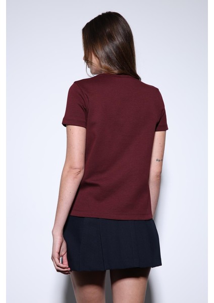 Bordo Basic Kadın T-Shirt