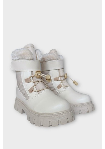 Kız Çocuk Cırtlı Akıllıı Bağcıklı Kürklü Su ve Soğuğa Dayanıklı Bot Bej modelleri