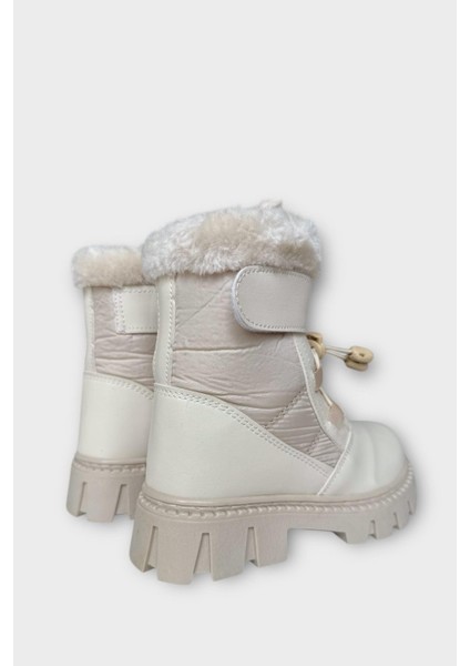 Kız Çocuk Cırtlı Akıllıı Bağcıklı Kürklü Su ve Soğuğa Dayanıklı Bot Bej indirimleri