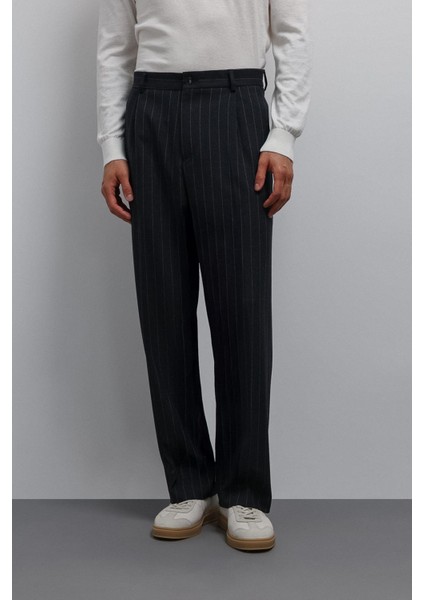 Lacivert Relax Fit Çizgili Erkek Pantolon modelleri