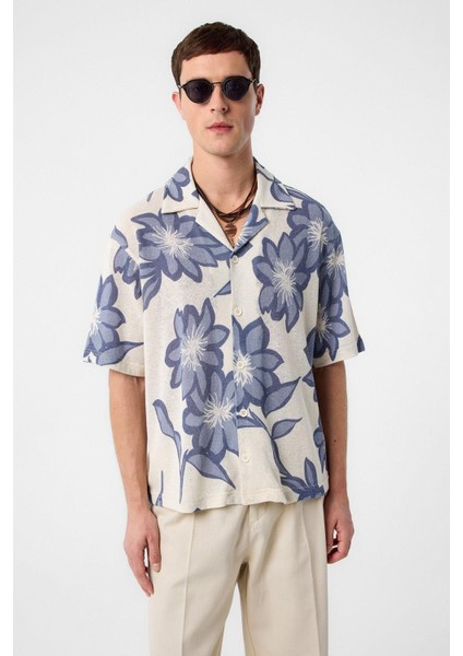 Mavi Desenli Erkek Gömlek