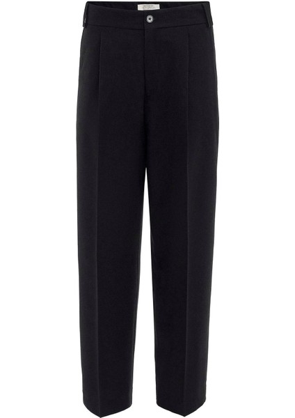 Siyah Yüksek Bel Pileli Relax Fit Erkek Pantolon