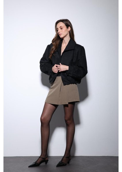 Siyah Süet Görünümlü Bomber Kadın Ceket fırsatları