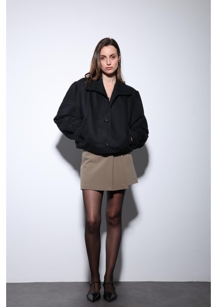 Siyah Süet Görünümlü Bomber Kadın Ceket indirimleri