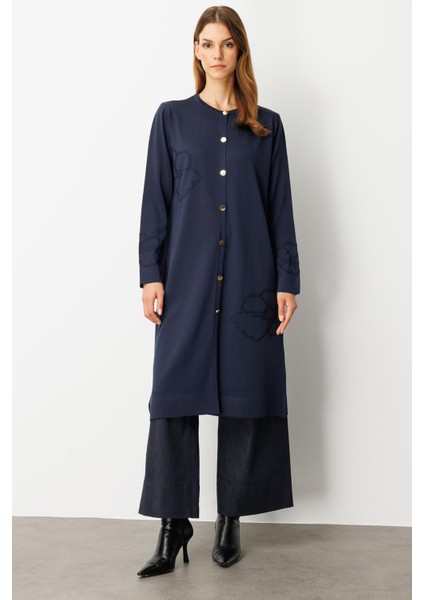 Çiçek Desenli Uzun Triko Hırka-Lacı modelleri