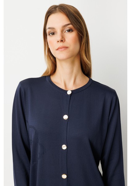 Çiçek Desenli Uzun Triko Hırka-Lacı indirimleri