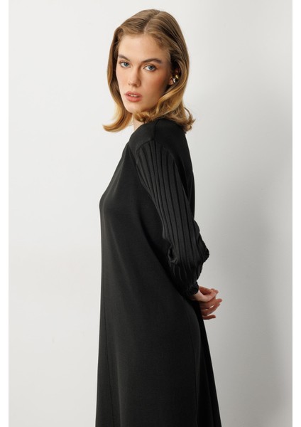 Ribana Detay Yırtmaçlı Triko Tunik-Siyah indirimleri