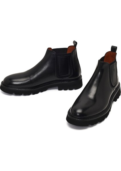 Erkek Siyah Deri Chelsea Bot 25WFD724118 modelleri